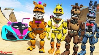 NIGHTMARE ANIMATRONICS STUNT ON WORLDS BIGGEST RAMP EVER GTA 5 Mods FNAF Funny Moments [upl. by Teiv]