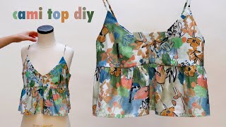 Cami V neck ruffle peplum top DIY  How to sew the Maggie cami top [upl. by Newo]