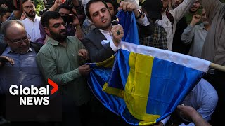 Quran burning protest in Sweden triggers outrage in Iran Iraq and Lebanon [upl. by Tillman]