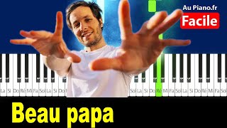 Vianney Beau papa Piano FACILE Cover Tutorial Karaoke AuPianoFr [upl. by Bergh]