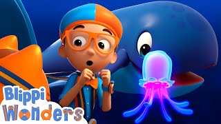 Blippi Wonders  Ocean Sea Creatures  Blippi Animated Series  Cartoons For Kids [upl. by Warrin]