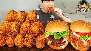 ASMR MUKBANG 맘스터치 양념 치킨먹방 치즈 햄버거 치즈스틱 후라이드치킨 amp 레시피 CRISPY FRIED CHICKEN CHEESE BURGER EATING SOUND [upl. by Eirameinna]