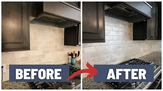 How to paint a travertine stone tile kitchen backsplash [upl. by Nnaik]