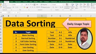 Data Sorting in Excel  How to apply sorting in large data  Data Sorting in MS Excel  excel job [upl. by Finer832]