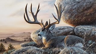 Acrylic Landscape Speedpainting  Mule deer at sunset [upl. by Timothy207]