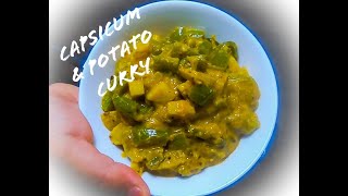 Tasty Capsicum Bell Pepper Potato Curry Recipe  Indian Style [upl. by Trebbor]