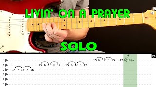 LIVIN ON A PRAYER  Guitar lesson  Guitar solo with tabs  Bon Jovi  fast amp slow version [upl. by Enaasiali456]