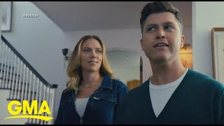 Scarlett Johansson and Colin Jost give GMA 1st look at Super Bowl ad l GMA [upl. by Sharp839]