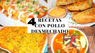 4 recetas con pollo desmechado  Ros Emely [upl. by Jair]