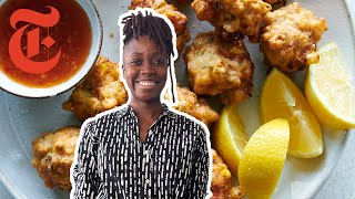 How To Make Shrimp and Corn Fritters with Yewande Komolafe  NYT Cooking [upl. by Asnarepse]