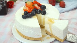 Tarta de yogur griego sin horno  Fácil y deliciosa [upl. by Eidnas414]