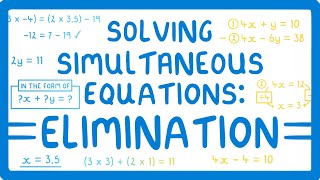 GCSE Maths  How to Solve Simultaneous Equations  Using the Elimination Technique [upl. by Nylcsoj]