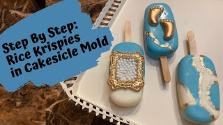 Step by Step Rice Krispie Treats in Cakesicle Molds  Easy Party Favors for Drive By Baby Shower [upl. by Sinned]