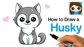 How to Draw a Husky Puppy Easy [upl. by Othilia]