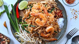 SHRIMP PAD THAI NOODLES RECIPE  HOW TO MAKE PAD THAI SAUCE FROM SCRATCH [upl. by Nodababus]