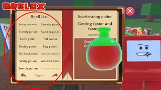 ALL 74 SPELLS  POTIONS With all Ingredients  Roblox Wacky Wizard [upl. by Labannah]