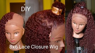 HOWTO DIY 8x6 Lace Closure Wig With Kinky Curly Human Hair Bundles [upl. by Ardnuhsor]