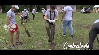 Roberto Funes Ugarte cava una fosa para una pileta  ContratadoXunDía  Telefe Noticias [upl. by Ymarej973]