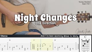 Night Changes  One Direction  Fingerstyle Guitar  TAB  Chords  Lyrics [upl. by Teirtza]