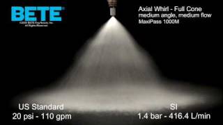 Axial Whirl Full Cone Spray Nozzle BETE MaxiPass 1000M [upl. by Knowle]