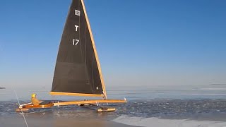 Ice boats on Lake Erie  quotHard water sailingquot [upl. by Roane933]