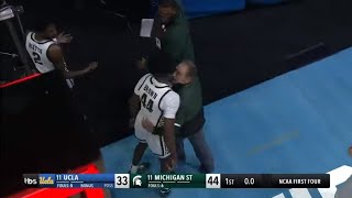 Michigan State Coach Tom Izzo and Gabe Brown HEATED Moment  2021 College Basketball [upl. by Quartana]