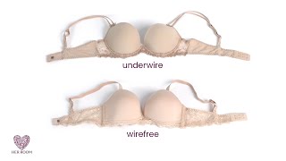 Underwire Bras vs Wirefree Bras Compare and Contrast  The Fitting Room™  HerRoom [upl. by Thurber312]