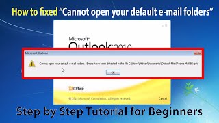 How to fixed outlook 2010 cannot open your default e mail folders  Outlook 2010 error problem solve [upl. by Orion]