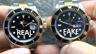 How to Spot a Fake Rolex  Comparing a Real to a Fake [upl. by Hahcim562]