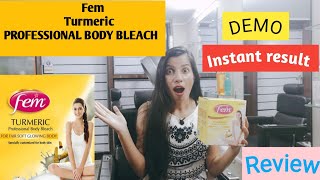 Fem Turmeric professional body bleach  review  demo  best result  Kiran bodh [upl. by Bogosian]