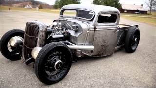 1935 1936 FORD PICKUP TRUCK SCTA BARE BONES  BARE METAL HOT ROD RAT TRADITIONAL ROD [upl. by Wilone]