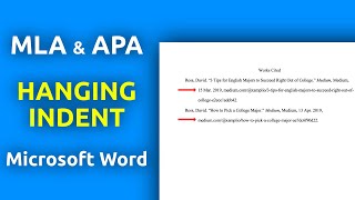 How to Make a Hanging Indent in Word APA MLA etc [upl. by Ylrebnik]