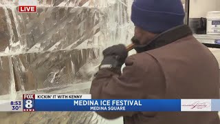 Kenny helps carve the Medina Ice Festival Fire amp Ice Tower [upl. by Mayor]