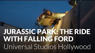 Jurassic Park The Ride with the falling Ford Explorer at Universal Studios Hollywood [upl. by Hameerak]