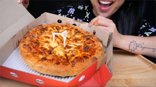 PIZZA HUT ASMR EATING SOUNDS LIGHT WHISPERS  SASASMR [upl. by Nrehtak]