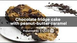 Chocolate fridge cake with peanutbutter caramel  Woolworths TASTE Magazine [upl. by Macur]