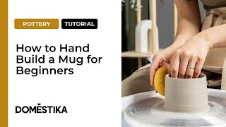 Beginner Pottery Tutorial How to Hand Build a Mug by GrumpyKidStudio  Domestika English [upl. by Yance]