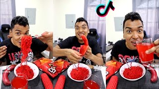 CUANDO TE RETAN A COMER TODO ROJO 😂 LOCOS TIKTOKS DE ALFREDO LARIN  LAS MEJORES COMEDIAS DE TIKTOK [upl. by Ezaria]