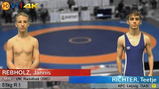 🤼  Wrestling  German Championships 2021 Cadets Freestyle  51kg R 1  REBHOLZ vs RICHTER [upl. by Narine]