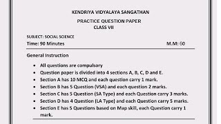 Class7 Social Science SSt  Annual Exam Question Paper For KENDRIYA VIDYALAYA KVS Students [upl. by Zandt266]