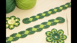 Ленточное кружево вязание крючком Crochet Lace Braid Ribbon Tape Tutorial [upl. by Margret]