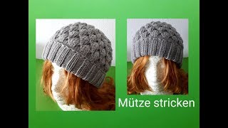 Mütze mit Hebemaschen stricken [upl. by Ronoc]