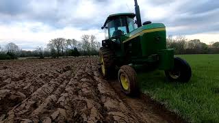 John Deere 4430 Plowing Sod with International 540 Semi Mount Plow [upl. by Ray]