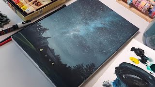 아크릴 물감으로 밤 풍경 그리기  Drawing a night view with acrylic paint [upl. by Onibag]