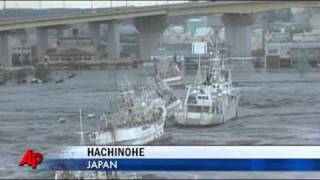 Tsunami Slams Japanese Coast After Quake [upl. by Ranilopa]