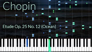 Étude in C minor Op 25 No 12 Ocean  Chopin Piano Tutorial Synthesia [upl. by Goodden]