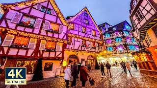 Colmar France Christmas Market 2022 🇫🇷 4K Evening Walking Tour [upl. by Lemahs461]