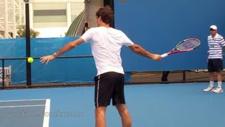 Roger Federer  Slow Motion Forehands in HD Australian Open 2011 [upl. by Laemsi]