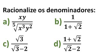 Racionalizaçao de denominadores  Exercícios [upl. by Aram]