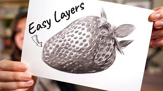 How To LAYER Pencil Like A PRO  Graphite Strawberry Drawing Tutorial [upl. by Kiker631]